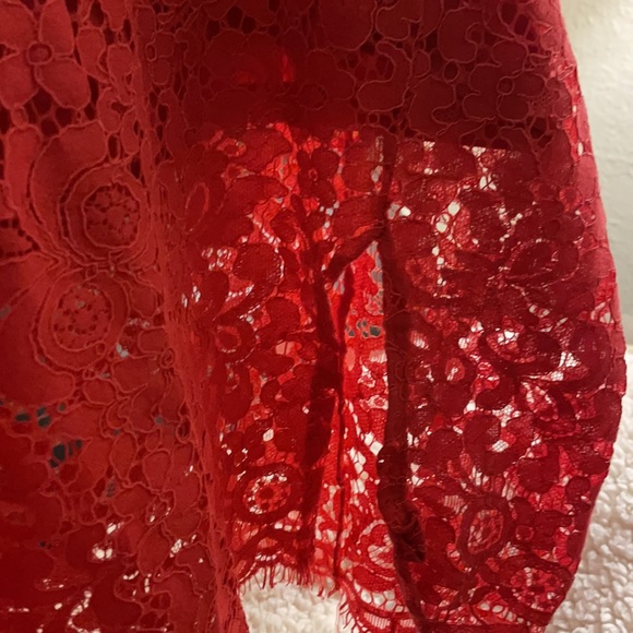 Lace corset Dress by Express in a vibrant coral color - Picture 7 of 7